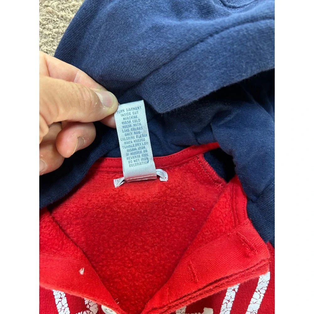 Ralph Lauren Polo Baby Boys Red Navy Hooded Fleece Romper Coverall 9M